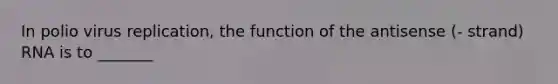 In polio virus replication, the function of the antisense (- strand) RNA is to _______