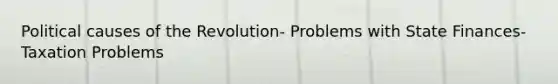 Political causes of the Revolution- Problems with State Finances-Taxation Problems