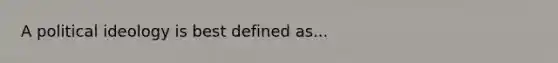 A <a href='https://www.questionai.com/knowledge/kFKhV6szLO-political-ideology' class='anchor-knowledge'>political ideology</a> is best defined as...