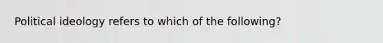 Political ideology refers to which of the following?