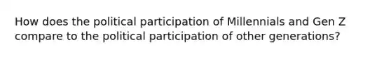 How does the political participation of Millennials and Gen Z compare to the political participation of other generations?
