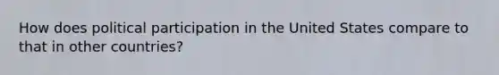 How does political participation in the United States compare to that in other countries?