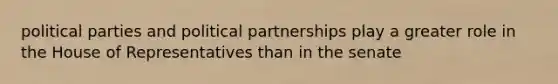 political parties and political partnerships play a greater role in the House of Representatives than in the senate