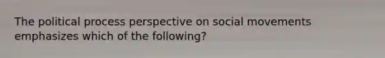 The political process perspective on social movements emphasizes which of the following?