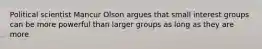 Political scientist Mancur Olson argues that small interest groups can be more powerful than larger groups as long as they are more