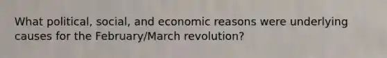 What political, social, and economic reasons were underlying causes for the February/March revolution?