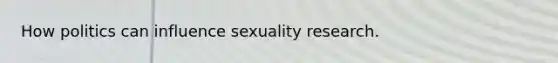 How politics can influence sexuality research.