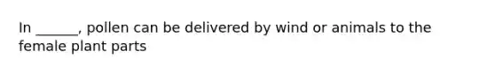 In ______, pollen can be delivered by wind or animals to the female plant parts