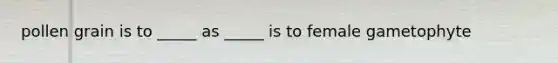 pollen grain is to _____ as _____ is to female gametophyte