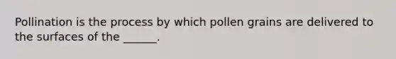 Pollination is the process by which pollen grains are delivered to the surfaces of the ______.