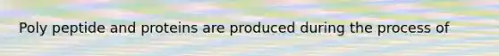 Poly peptide and proteins are produced during the process of