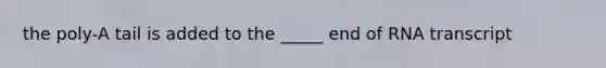 the poly-A tail is added to the _____ end of RNA transcript