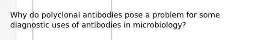 Why do polyclonal antibodies pose a problem for some diagnostic uses of antibodies in microbiology?