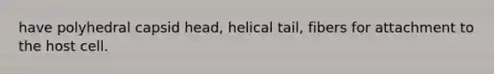 have polyhedral capsid head, helical tail, fibers for attachment to the host cell.