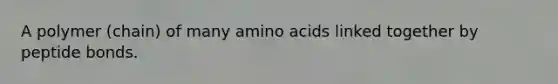 A polymer (chain) of many amino acids linked together by peptide bonds.