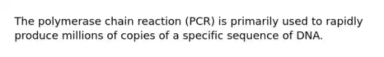 The polymerase chain reaction (PCR) is primarily used to rapidly produce millions of copies of a specific sequence of DNA.