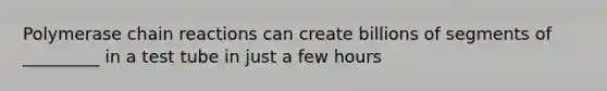 Polymerase chain reactions can create billions of segments of _________ in a test tube in just a few hours