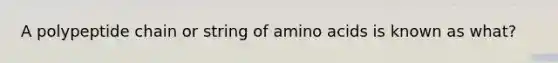 A polypeptide chain or string of amino acids is known as what?