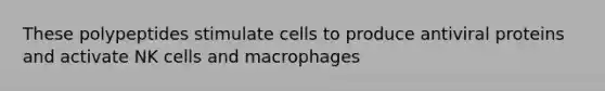 These polypeptides stimulate cells to produce antiviral proteins and activate NK cells and macrophages