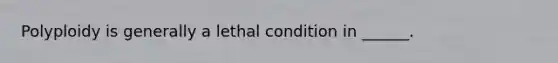 Polyploidy is generally a lethal condition in ______.