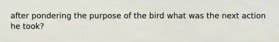 after pondering the purpose of the bird what was the next action he took?