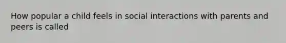 How popular a child feels in social interactions with parents and peers is called