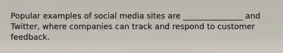 Popular examples of social media sites are _______________ and Twitter, where companies can track and respond to customer feedback.