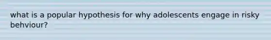 what is a popular hypothesis for why adolescents engage in risky behviour?