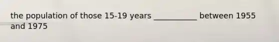 the population of those 15-19 years ___________ between 1955 and 1975