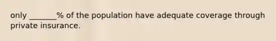 only _______% of the population have adequate coverage through private insurance.