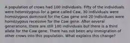 A population of crows had 100 individuals. Fifty of the individuals were heterozygous for a gene called Caw, 30 individuals were homozygous dominant for the Caw gene and 20 individuals were homozygous recessive for the Caw gene. After several generations, there are still 100 individuals but there is a third allele for the Caw gene. There has not been any immigration of other crows into this population. What explains this change?