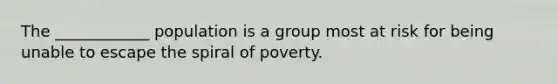 The ____________ population is a group most at risk for being unable to escape the spiral of poverty.