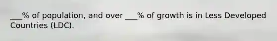 ___% of population, and over ___% of growth is in Less Developed Countries (LDC).