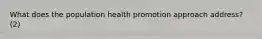 What does the population health promotion approach address? (2)
