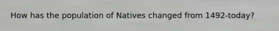 How has the population of Natives changed from 1492-today?