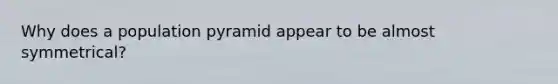 Why does a population pyramid appear to be almost symmetrical?