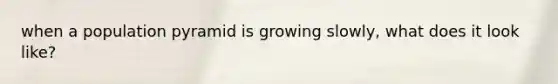 when a population pyramid is growing slowly, what does it look like?