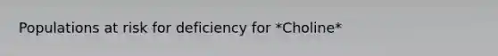 Populations at risk for deficiency for *Choline*