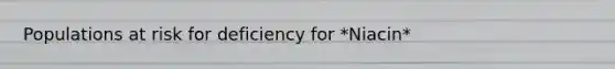 Populations at risk for deficiency for *Niacin*