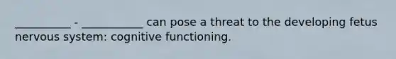 __________ - ___________ can pose a threat to the developing fetus <a href='https://www.questionai.com/knowledge/kThdVqrsqy-nervous-system' class='anchor-knowledge'>nervous system</a>: cognitive functioning.