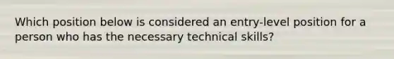 Which position below is considered an entry-level position for a person who has the necessary technical skills?