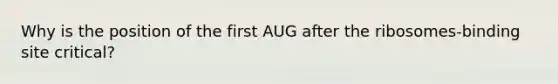 Why is the position of the first AUG after the ribosomes-binding site critical?