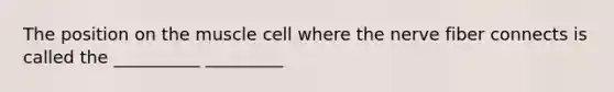 The position on the muscle cell where the nerve fiber connects is called the __________ _________