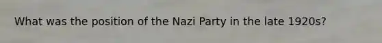 What was the position of the Nazi Party in the late 1920s?