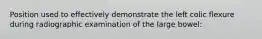 Position used to effectively demonstrate the left colic flexure during radiographic examination of the large bowel: