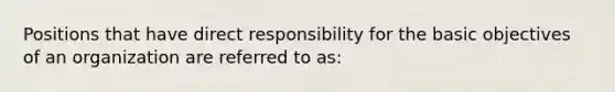 Positions that have direct responsibility for the basic objectives of an organization are referred to as: