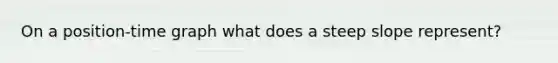 On a position-time graph what does a steep slope represent?