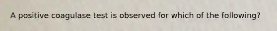 A positive coagulase test is observed for which of the following?