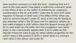 does positive covenant run with the land - meaning that will it pass to the new owner? how about a restrictive covenant? what is the effect of this on the seller? is indemnity for covenants incorporated in the SC and SCPC? under the SC and SCPC what happens to fixtures in land? was is the effect of this when you want to remove fixtures? under SC what is the rule for failing to pay deposits? what is the SC base rate for deposits- where can you make changes to this? where does the deposit money go? if SC is used what can the seller do if the completion cant taken place at the contractually agreed date if SC is used can the deposit money be used to pay for other related properties for the seller? what is the position if SCPS is used? what is a contract rate? what is the actual rate under SC