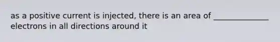 as a positive current is injected, there is an area of ______________ electrons in all directions around it